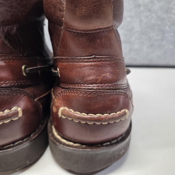 Ll Bean Mens 11D Brown Leather Moc Toe Chukka Boots Handsewn Camp Ankle Shoes